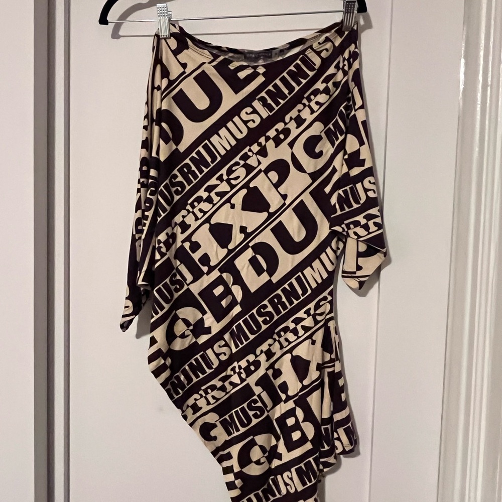 Grey Wolf Asymmetrical Brown and Cream Dress